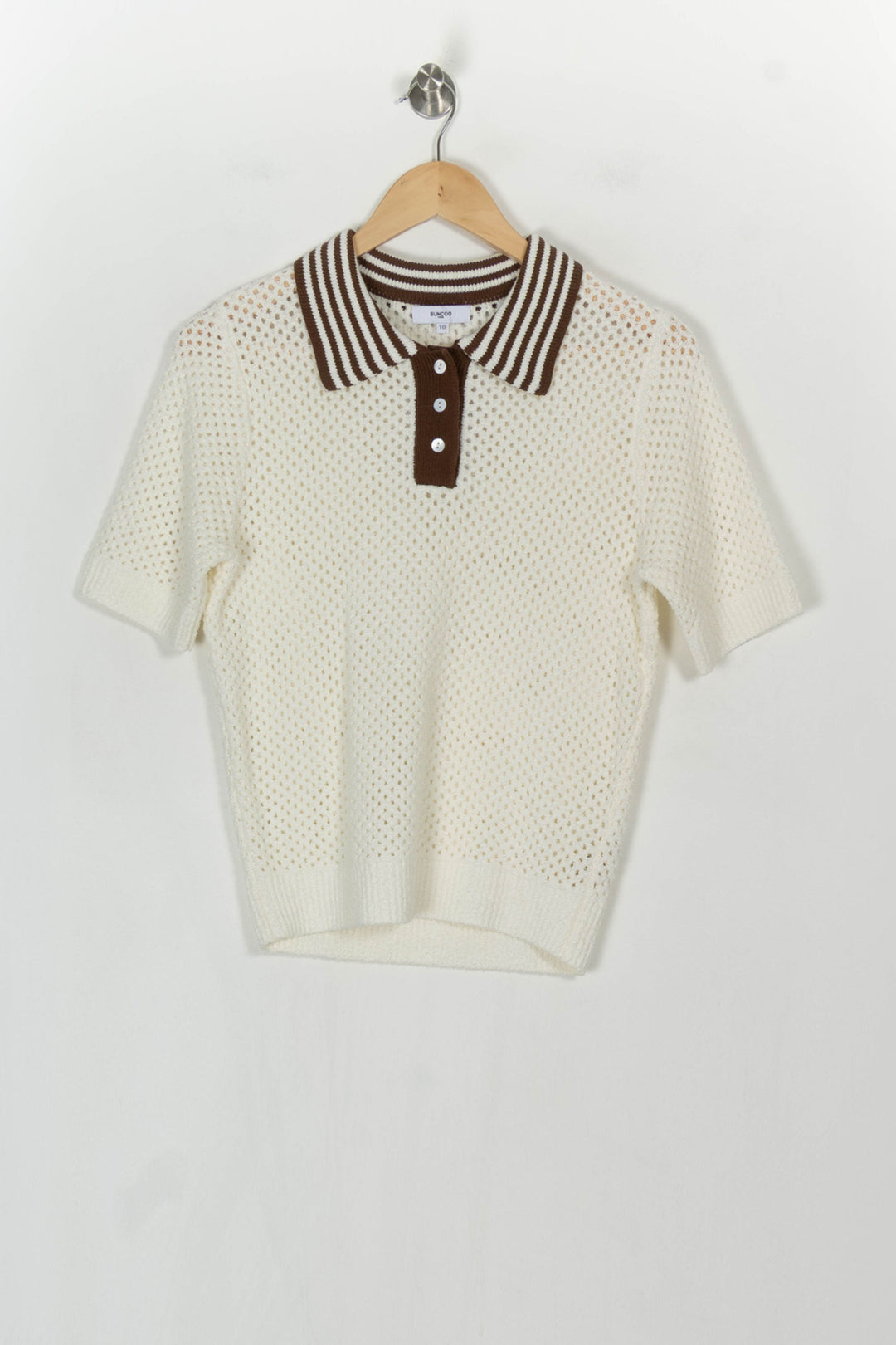 Polo Blanc et Marron - Taille XS/34 de la marque Suncoo | PARAD121481 - Vendu par Paradigme - Image 2