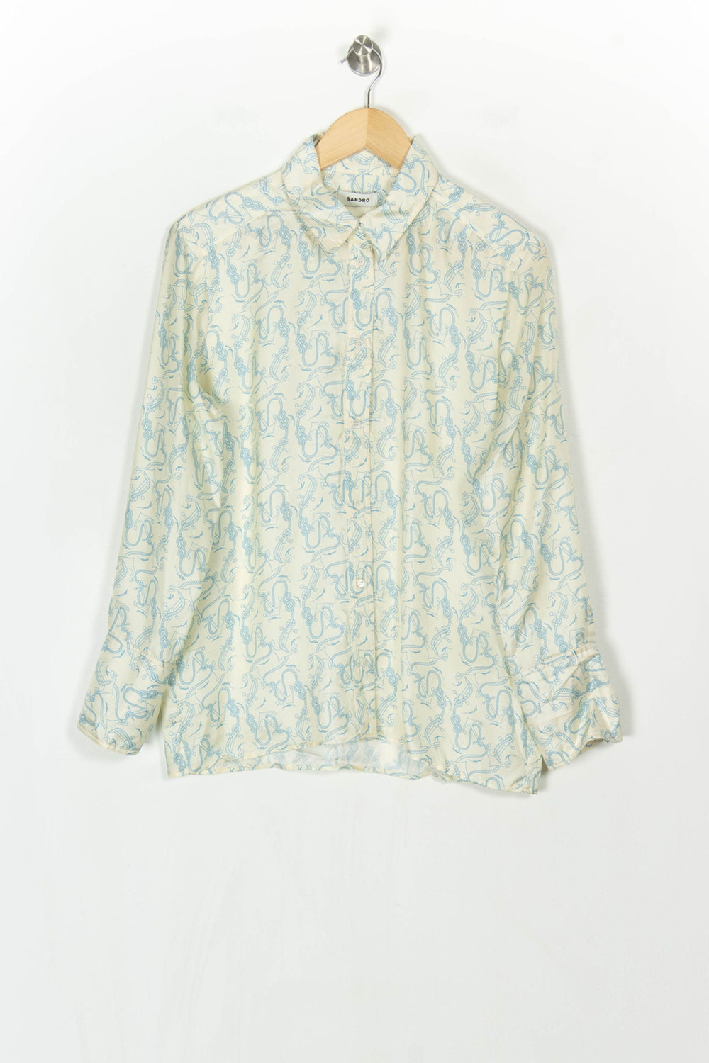 Chemise Blanche et Bleue - Taille M/38 de la marque Sandro | PARAD121487 - Vendu par Paradigme - Image 2