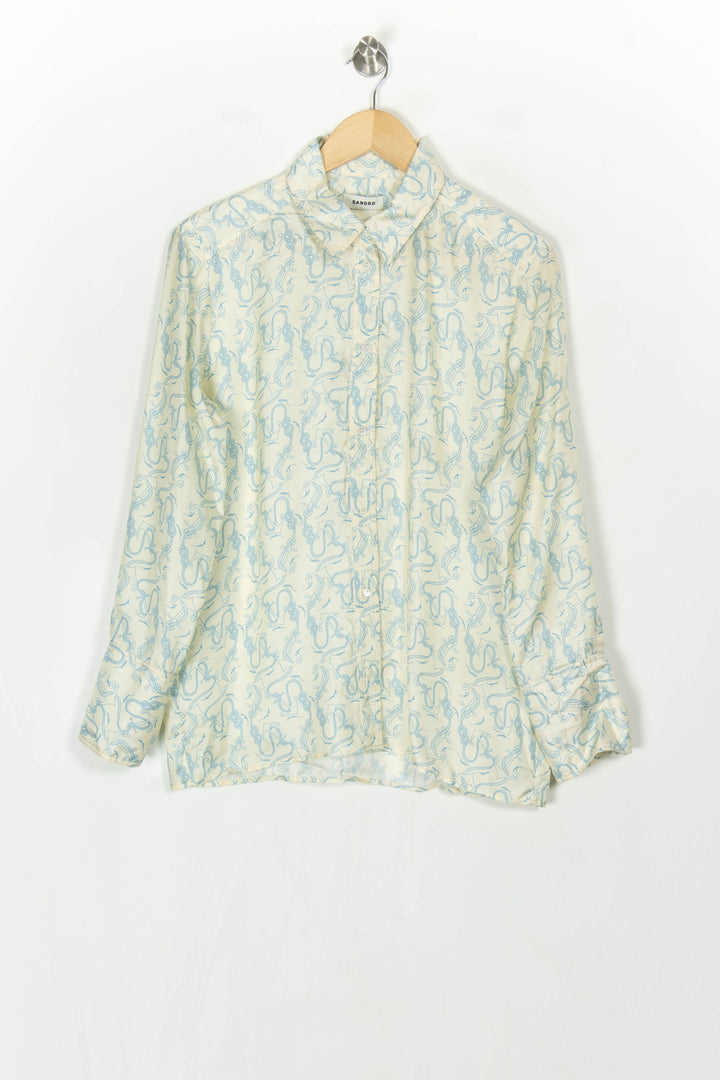 Chemise Blanche et Bleue - Taille M/38 de la marque Sandro | PARAD121487 - Vendu par Paradigme - Image 2