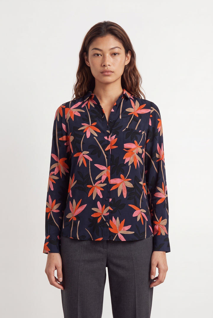 Chemise Bleu Marine et Orange - Taille S/36 de la marque Sézane | PARAD121505 - Vendu par Paradigme - Image 1