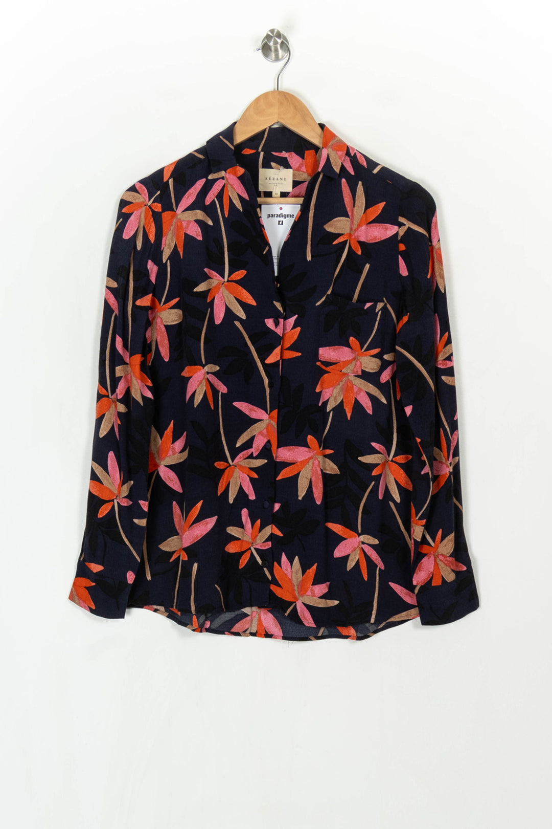 Chemise Bleu Marine et Orange - Taille S/36 de la marque Sézane | PARAD121505 - Vendu par Paradigme - Image 2