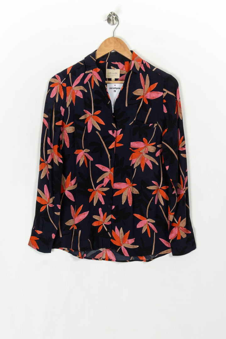 Chemise Bleu Marine et Orange - Taille S/36 de la marque Sézane | PARAD121505 - Vendu par Paradigme - Image 2
