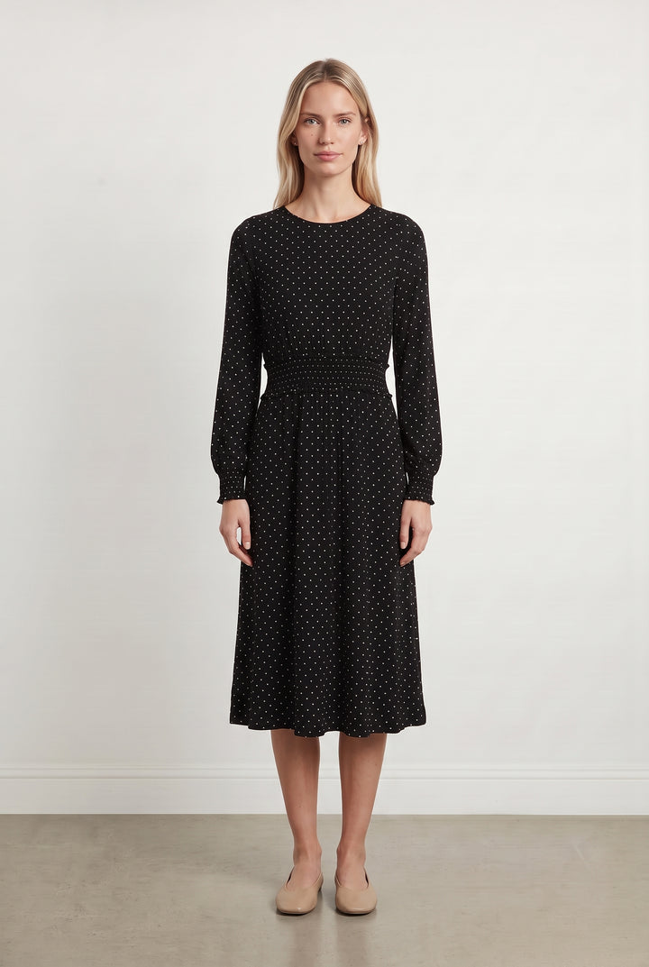 Robe Longue Noire à Pois Blancs - Taille S/36 de la marque Sézane | PARAD121506 - Vendu par Paradigme - Image 1