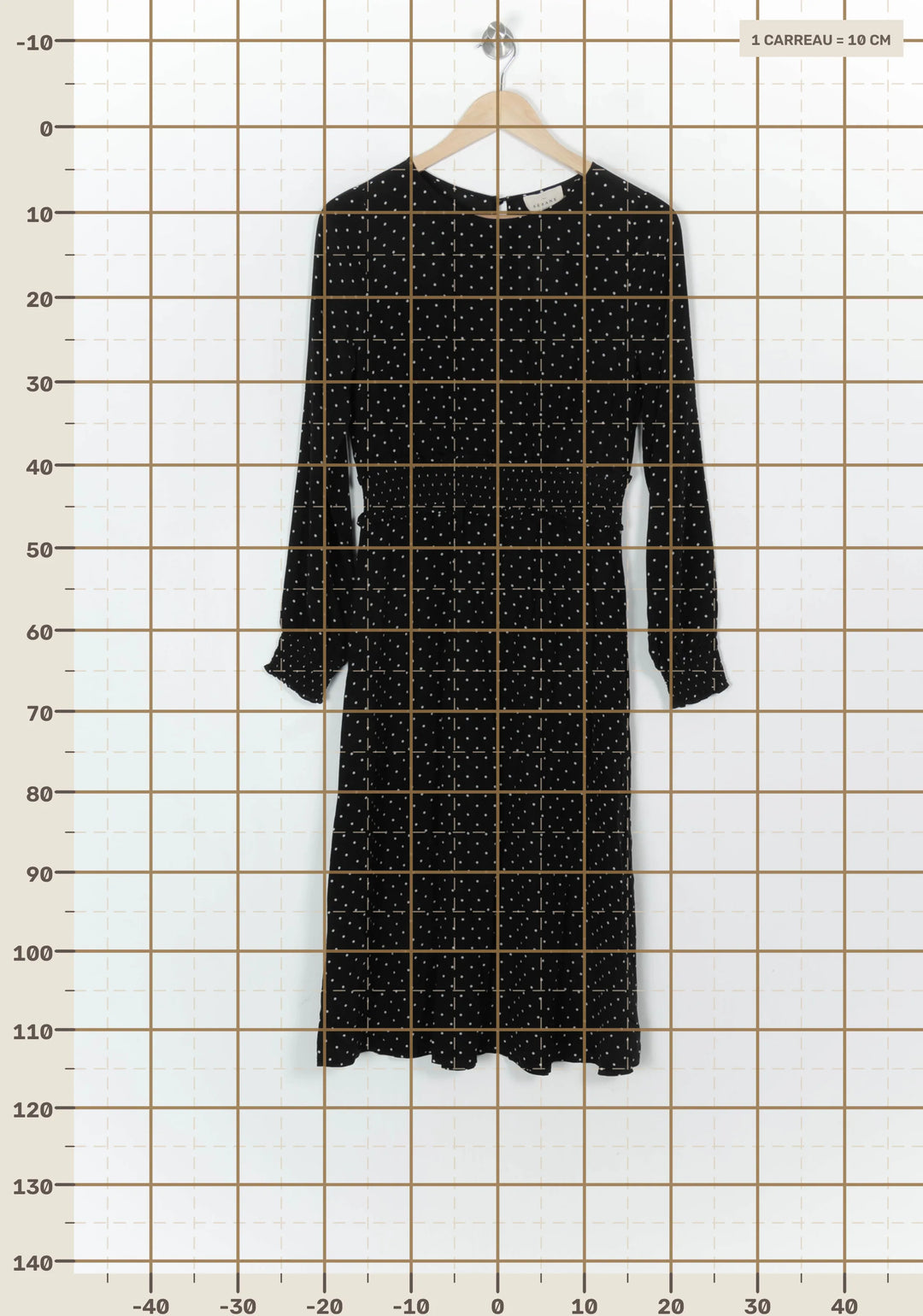 Robe Longue Noire à Pois Blancs - Taille S/36 de la marque Sézane | PARAD121506 - Vendu par Paradigme - Image 4