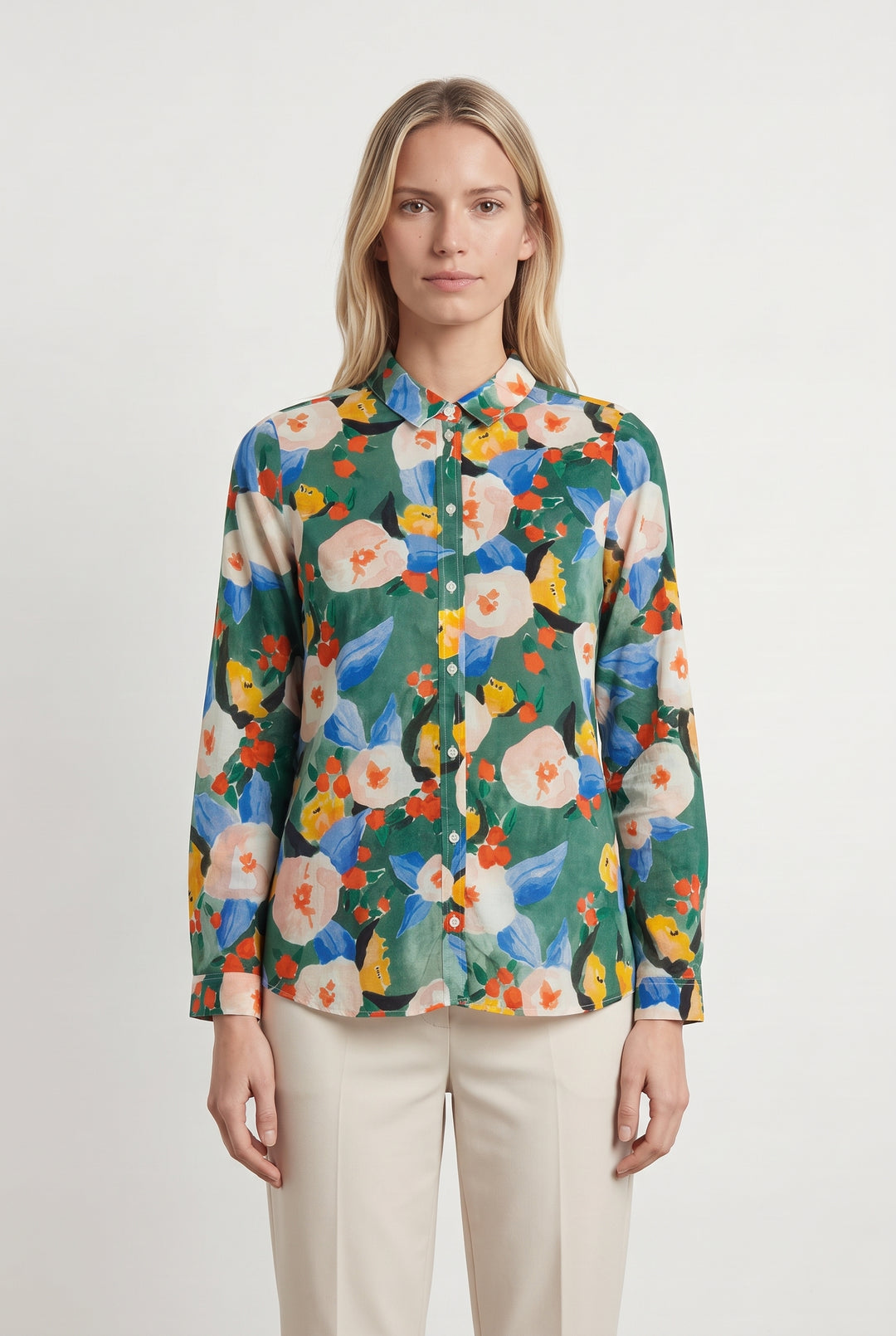 Chemise Fleurie Verte et Bleue - Taille S/36 de la marque Sézane | PARAD121507 - Vendu par Paradigme - Image 1