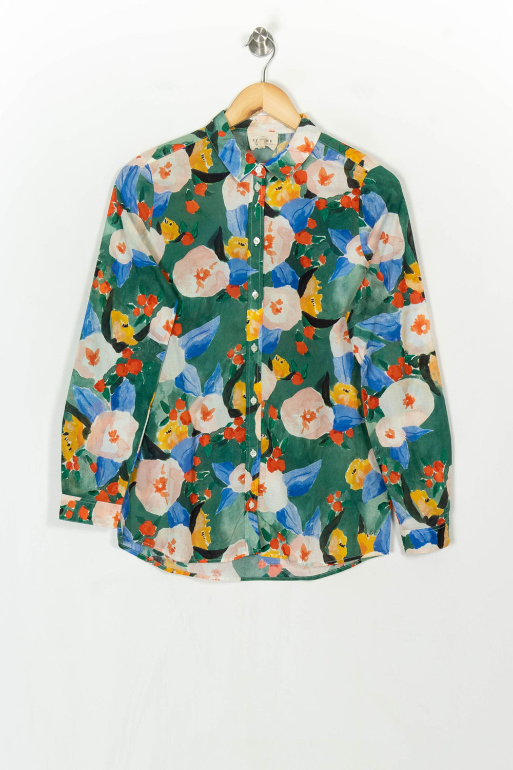 Chemise Fleurie Verte et Bleue - Taille S/36 de la marque Sézane | PARAD121507 - Vendu par Paradigme - Image 2