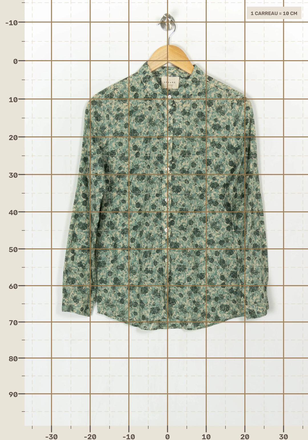 Chemise Fleurie Verte et Beige - Taille S/36 de la marque Sézane | PARAD121509 - Vendu par Paradigme - Image 4