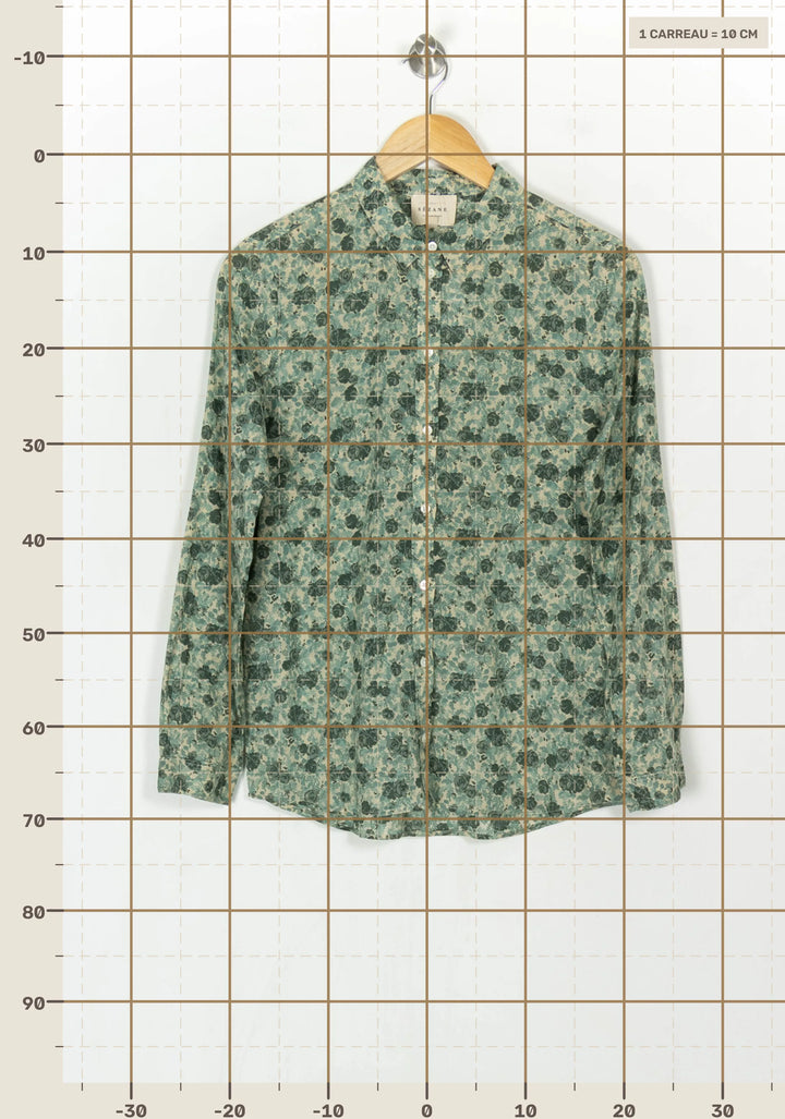 Chemise Fleurie Verte et Beige - Taille S/36 de la marque Sézane | PARAD121509 - Vendu par Paradigme - Image 4