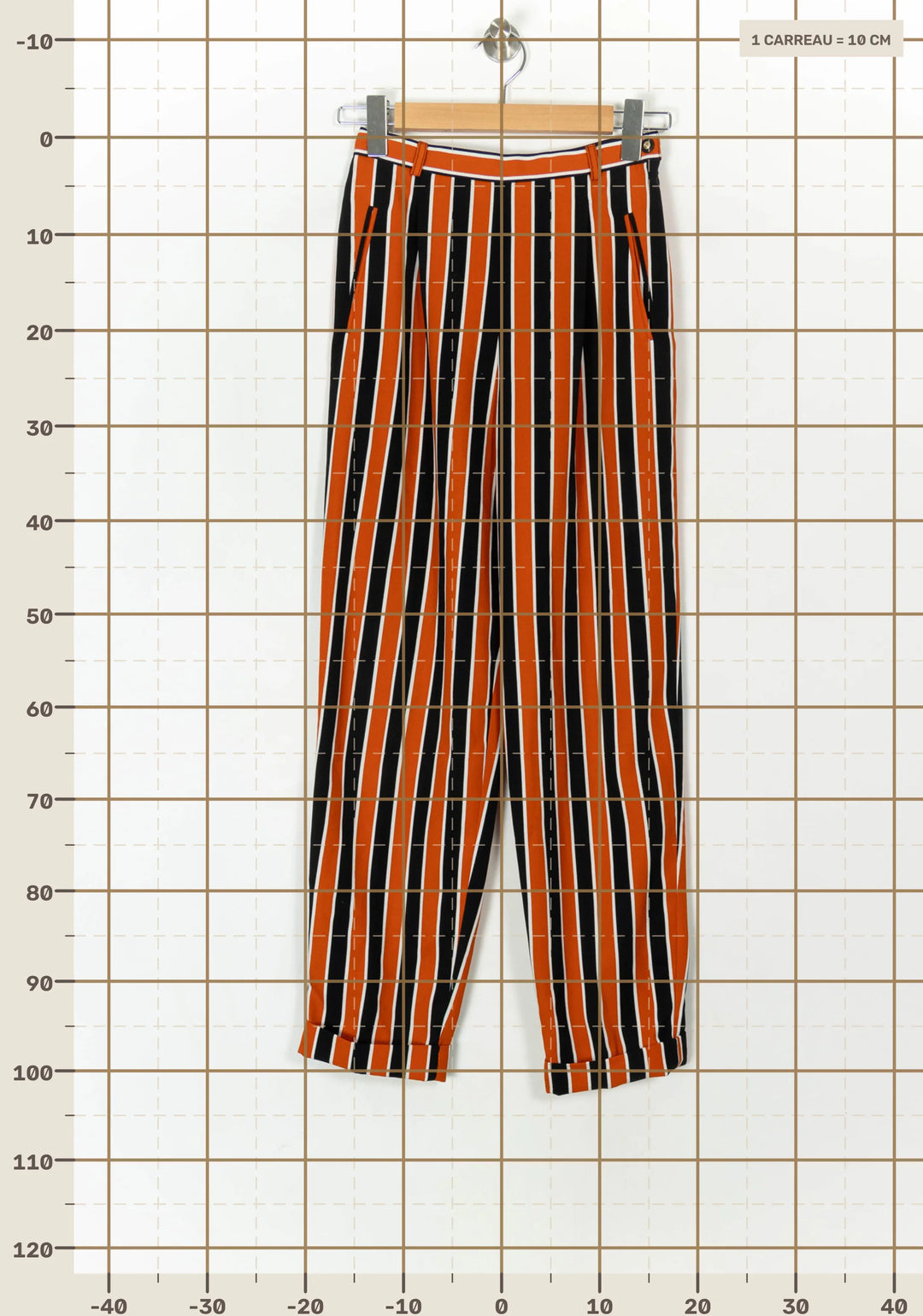 Pantalon Rayé Noir Orange et Blanc - Taille M/38 de la marque Rodier | PARAD121516 - Vendu par Paradigme - Image 4