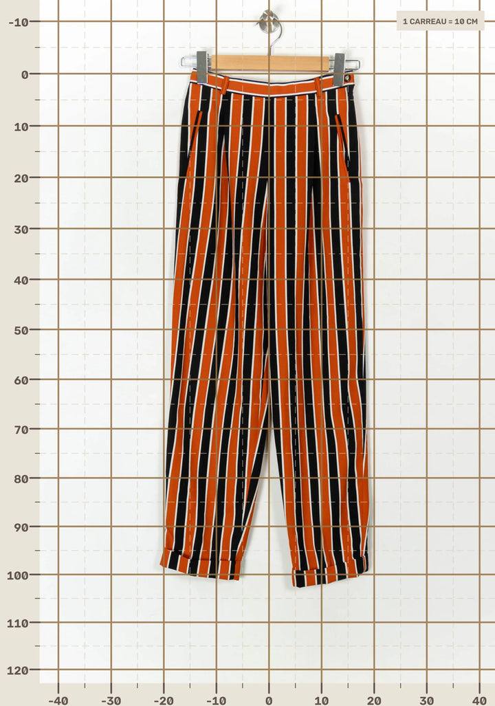 Pantalon Rayé Noir Orange et Blanc - Taille M/38 de la marque Rodier | PARAD121516 - Vendu par Paradigme - Image 4