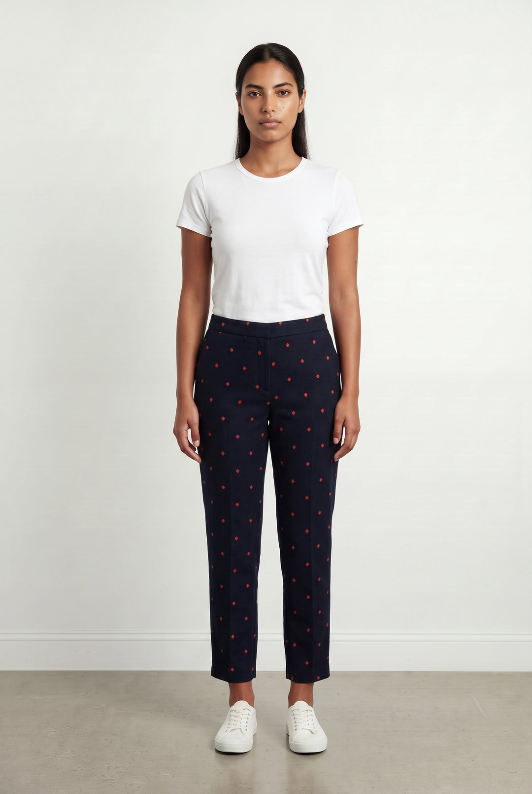 Pantalon Bleu Marine à Pois Rouges - Taille L/40 de la marque FRNCH | PARAD121518 - Vendu par Paradigme - Image 1