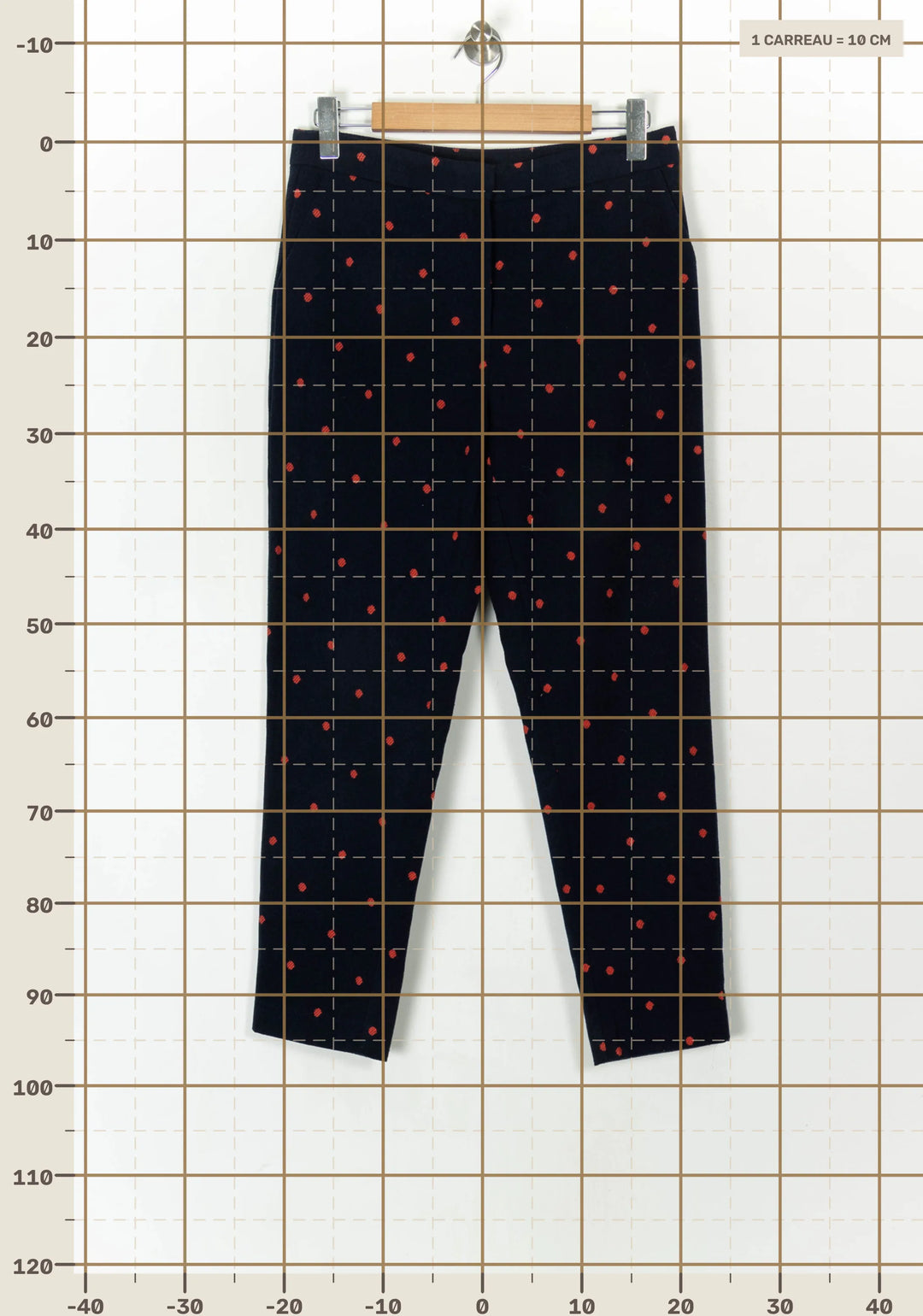Pantalon Bleu Marine à Pois Rouges - Taille L/40 de la marque FRNCH | PARAD121518 - Vendu par Paradigme - Image 4