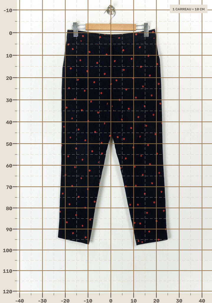 Pantalon Bleu Marine à Pois Rouges - Taille L/40 de la marque FRNCH | PARAD121518 - Vendu par Paradigme - Image 4