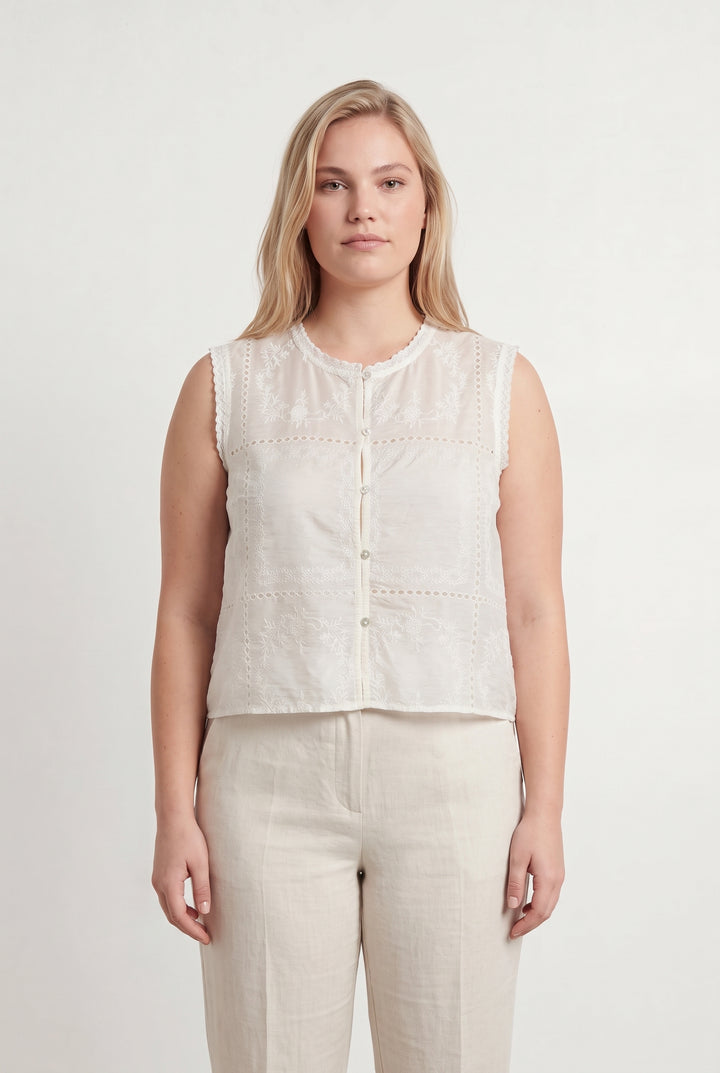 Blouse Sans Manches Blanche - Taille XL/42 de la marque Kookai | PARAD121520 - Vendu par Paradigme - Image 1