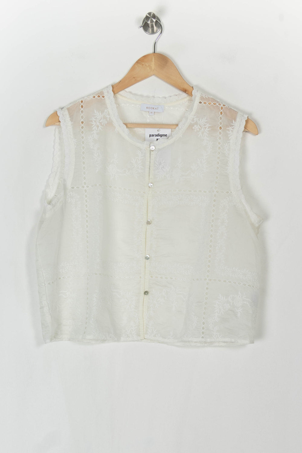 Blouse Sans Manches Blanche - Taille XL/42 de la marque Kookai | PARAD121520 - Vendu par Paradigme - Image 2