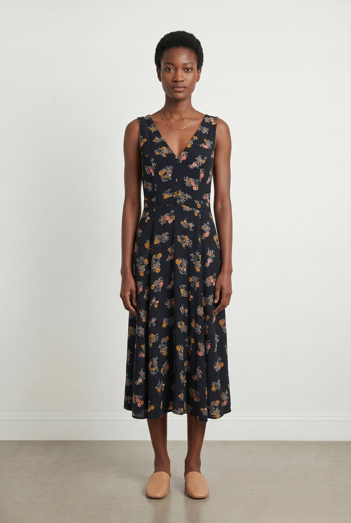 Robe Longue Noire et Fleurie - Taille XS/34 de la marque Sessùn | PARAD121529 - Vendu par Paradigme - Image 1