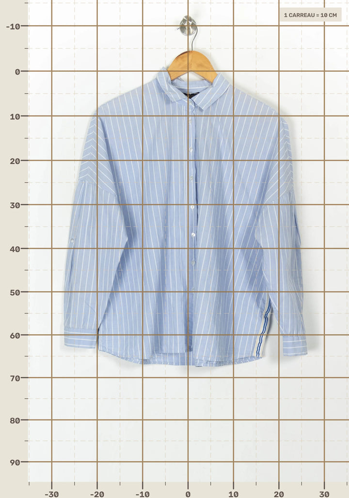 Chemise Rayée Bleue et Blanche - Taille M/38 de la marque Caroll | PARAD121543 - Vendu par Paradigme - Image 4
