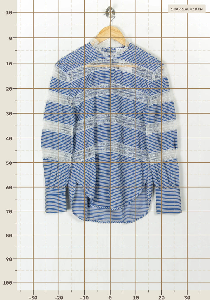 Blouse Bleu et Blanc - Taille S/36 de la marque Sandro | PARAD121548 - Vendu par Paradigme - Image 4