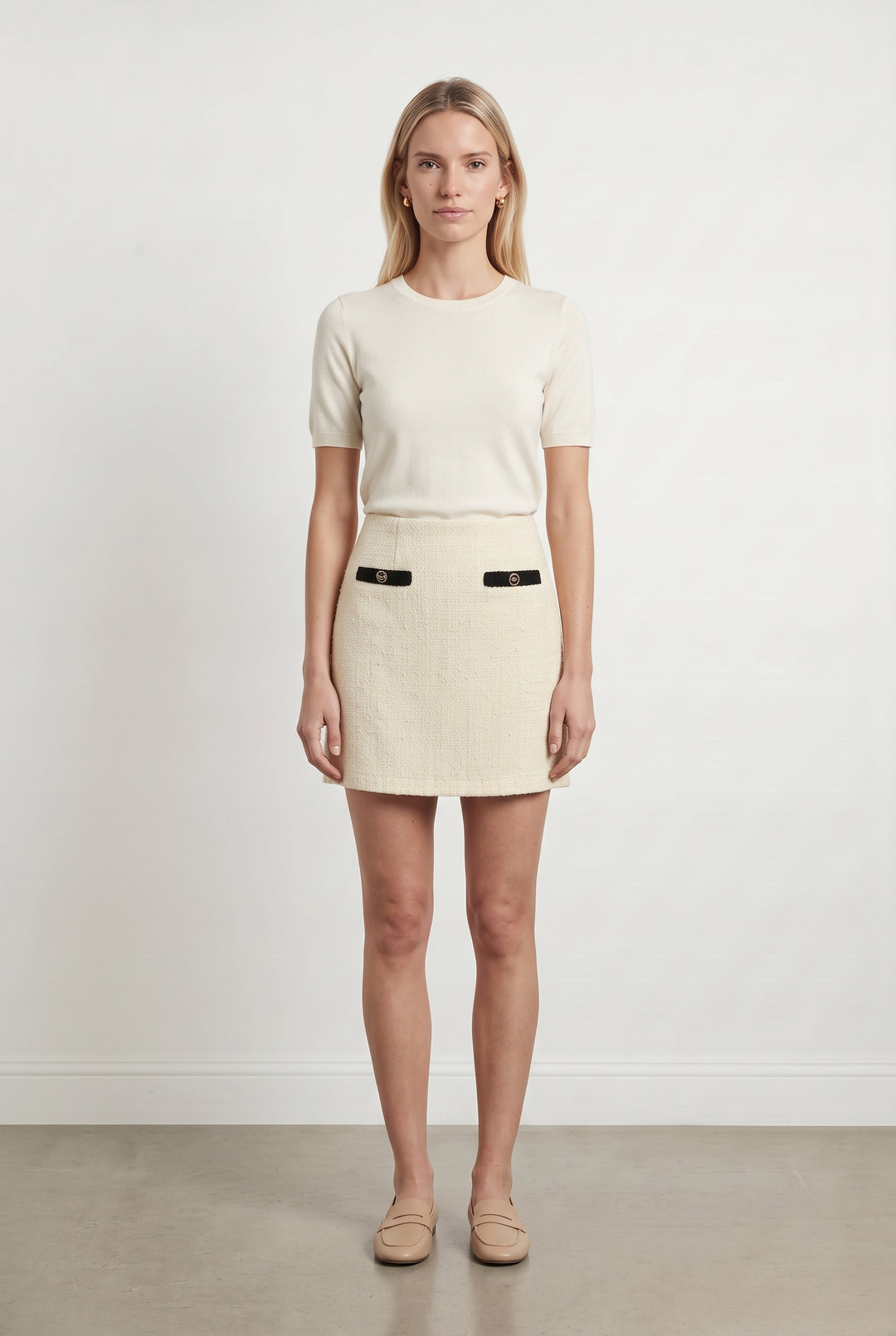 Jupe Droite Beige et Noire - Taille S/36 de la marque Weill | PARAD121551 - Vendu par Paradigme - Image 1