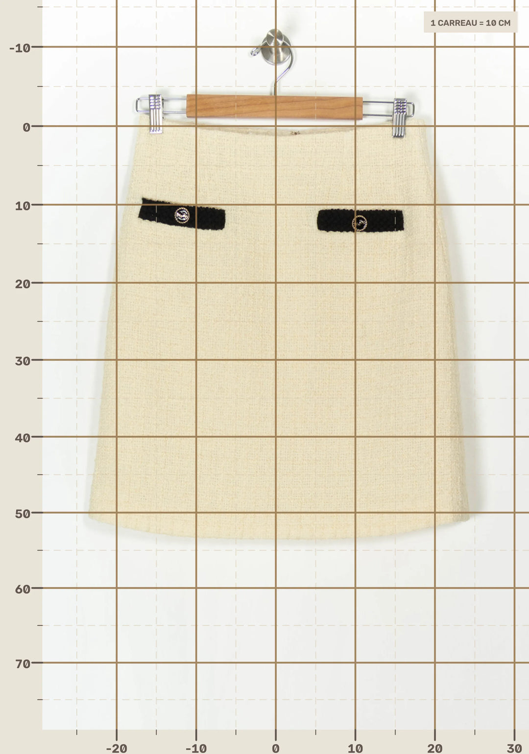 Jupe Droite Beige et Noire - Taille S/36 de la marque Weill | PARAD121551 - Vendu par Paradigme - Image 4
