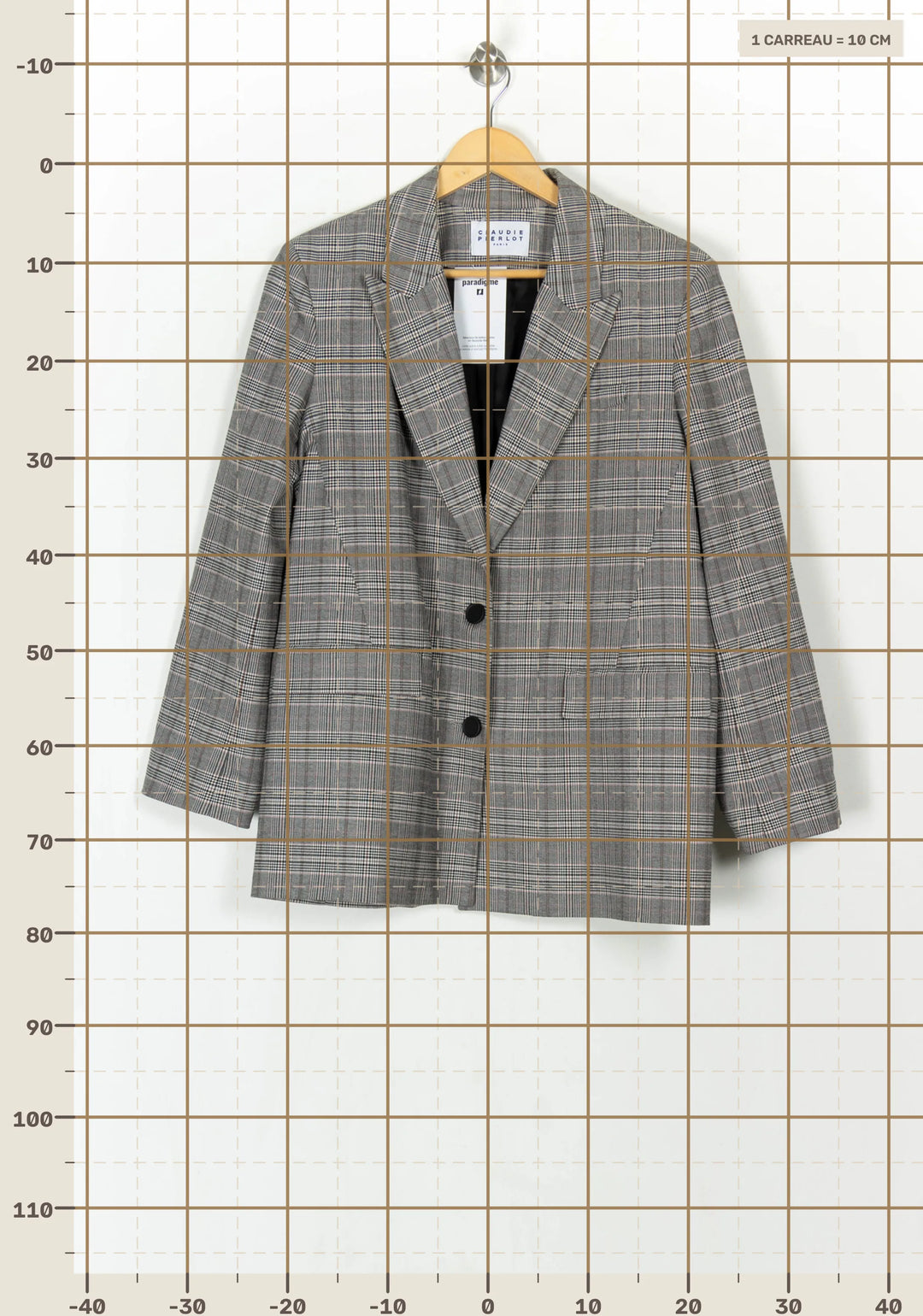 Blazer Gris à Carreaux - Taille XL/42 de la marque Claudie Pierlot | PARAD121559 - Vendu par Paradigme - Image 4