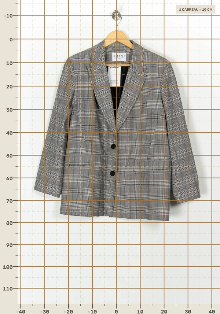Blazer Gris à Carreaux - Taille XL/42 de la marque Claudie Pierlot | PARAD121559 - Vendu par Paradigme - Image 4