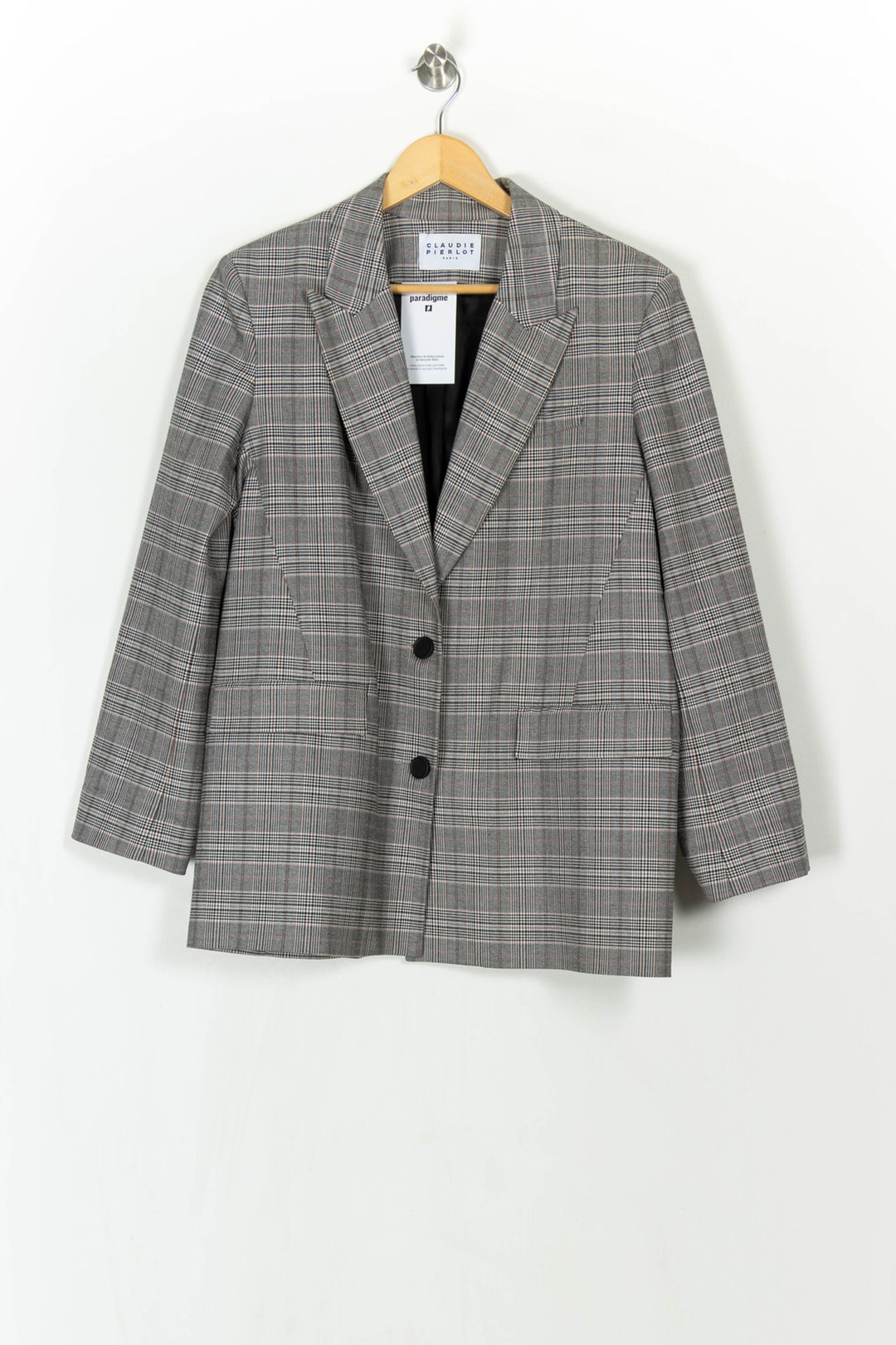 Blazer Gris à Carreaux - Taille XL/42 de la marque Claudie Pierlot | PARAD121559 - Vendu par Paradigme - Image 2