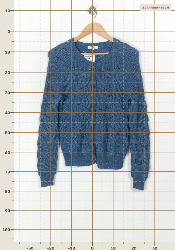 Cardigan Bleu - Taille S/36 de la marque Caroll | PARAD121578 - Vendu par Paradigme - Image 4