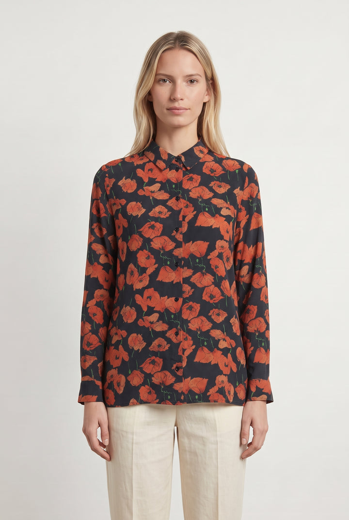Chemise Noire et Orange - Taille S/36 de la marque Eric Bompard | PARAD121592 - Vendu par Paradigme - Image 1