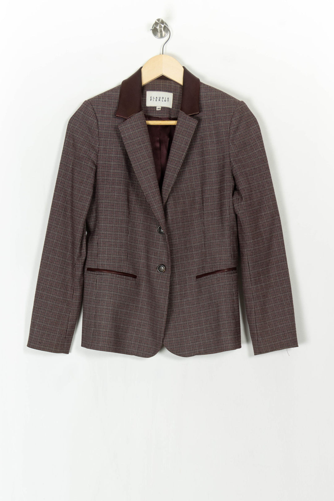 Blazer Marron et Bordeaux - Taille S/36 de la marque Claudie Pierlot | PARAD121593 - Vendu par Paradigme - Image 2