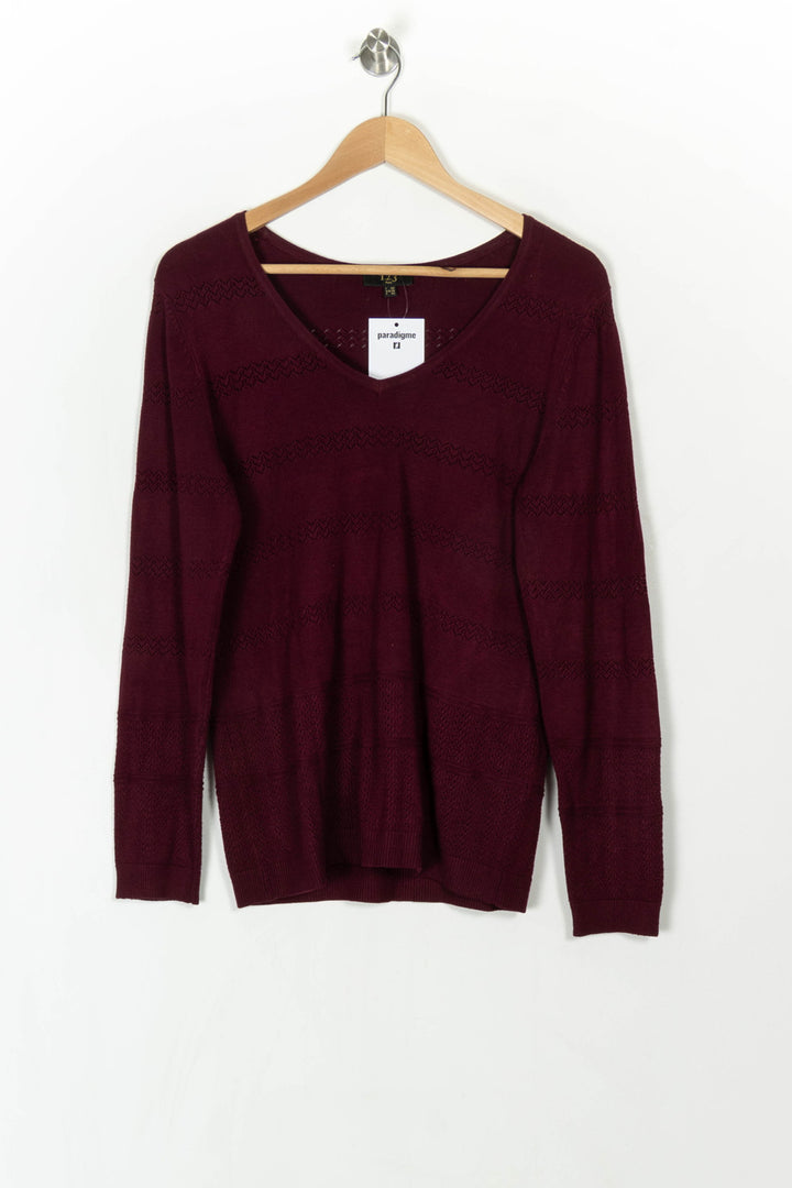 Pull Bordeaux - Taille L/40 de la marque Maison 123 | PARAD121626 - Vendu par Paradigme - Image 2