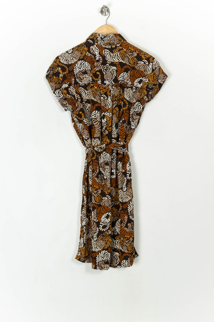 Robe Midi Marron et Beige - Taille S/36 de la marque Caroll | PARAD121633 - Vendu par Paradigme - Image 5