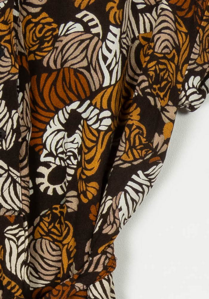 Robe Midi Marron et Beige - Taille S/36 de la marque Caroll | PARAD121633 - Vendu par Paradigme - Image 3