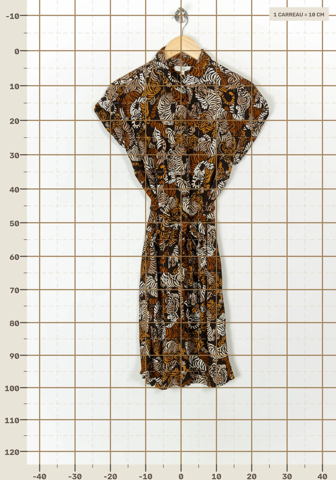 Robe Midi Marron et Beige - Taille S/36 de la marque Caroll | PARAD121633 - Vendu par Paradigme - Image 4