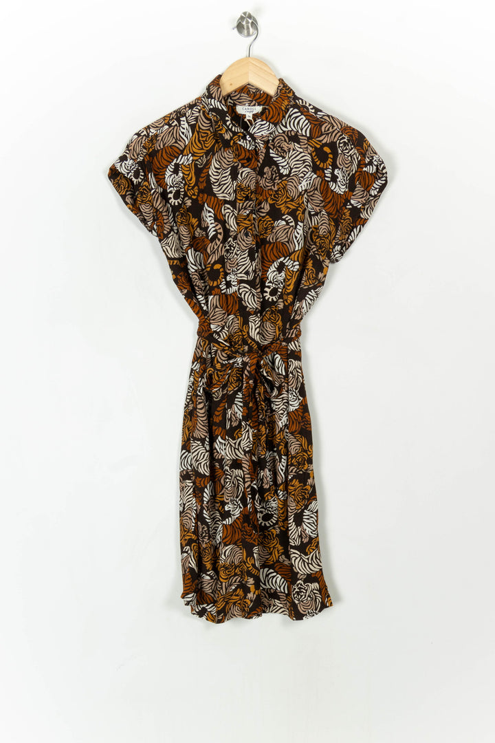 Robe Midi Marron et Beige - Taille S/36 de la marque Caroll | PARAD121633 - Vendu par Paradigme - Image 2