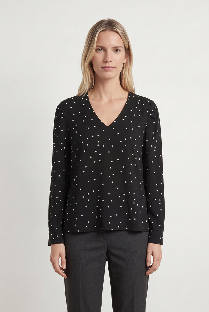 Blouse Noire à Pois Blancs - Taille S/36 de la marque Karl Marc John | PARAD121662 - Vendu par Paradigme - Image 1