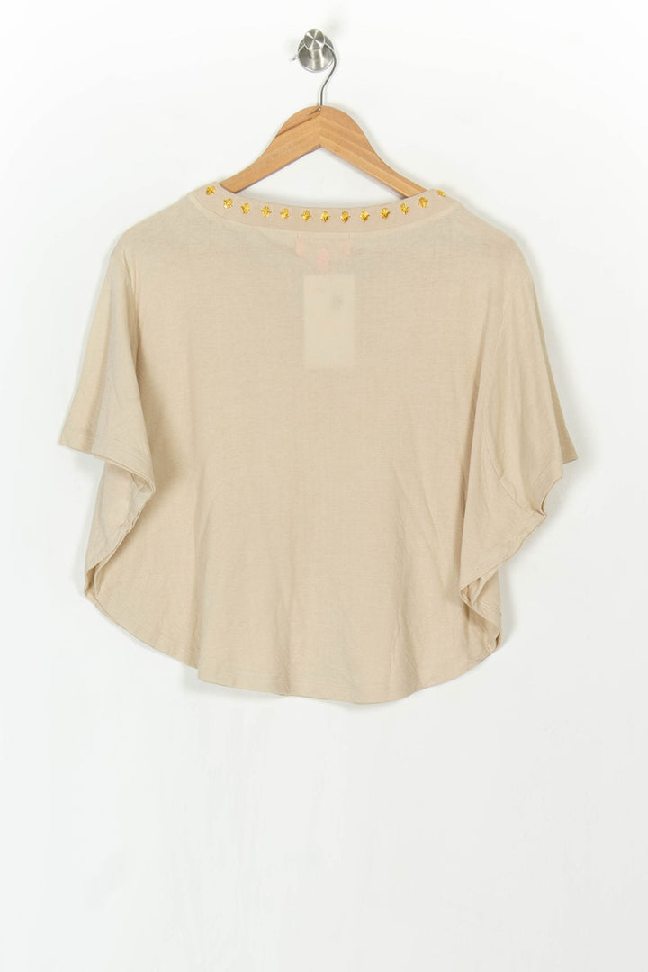 T-shirt Beige - Taille S/36 de la marque Manoush | PARAD121668 - Vendu par Paradigme - Image 5