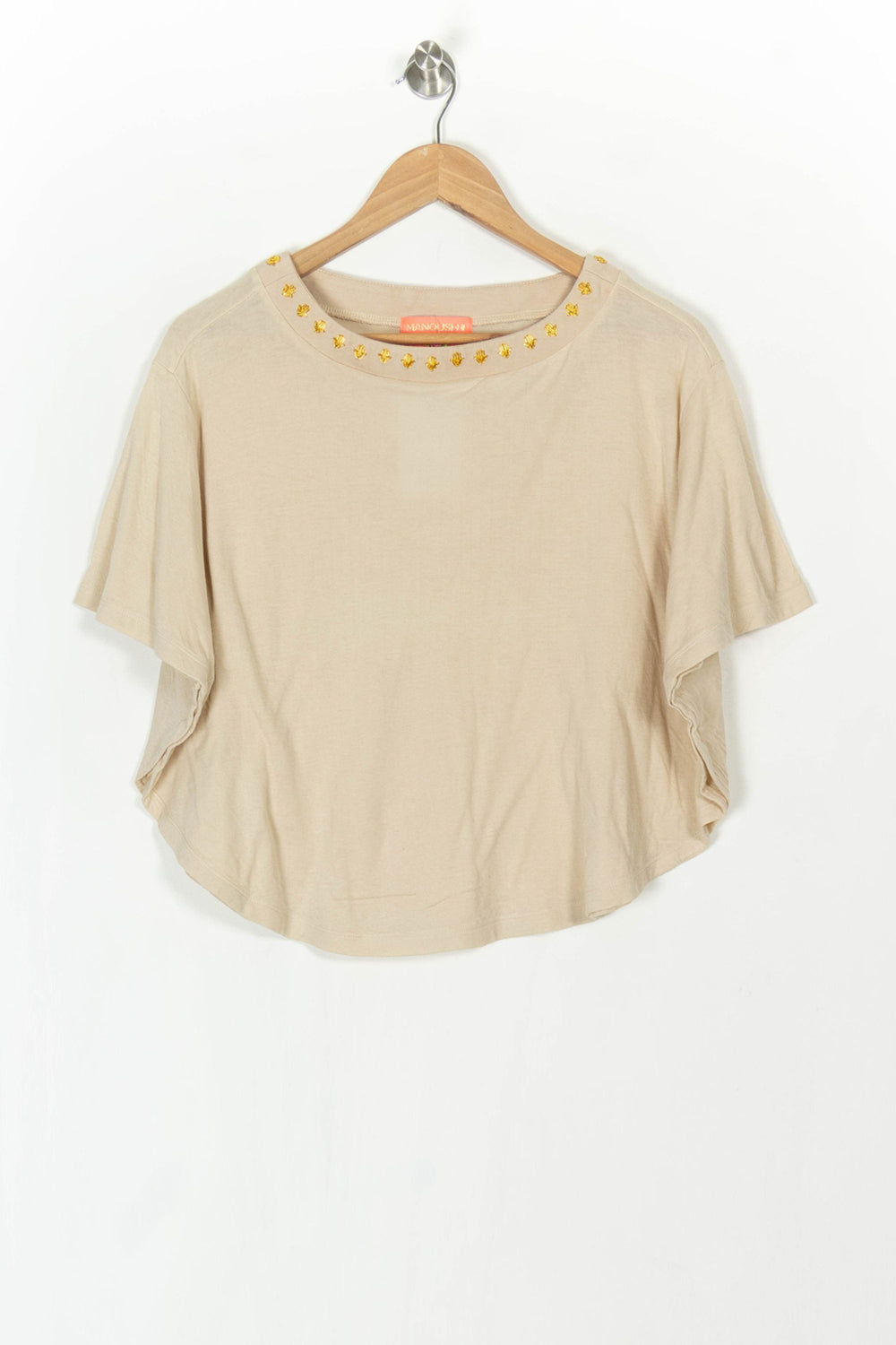T-shirt Beige - Taille S/36 de la marque Manoush | PARAD121668 - Vendu par Paradigme - Image 2