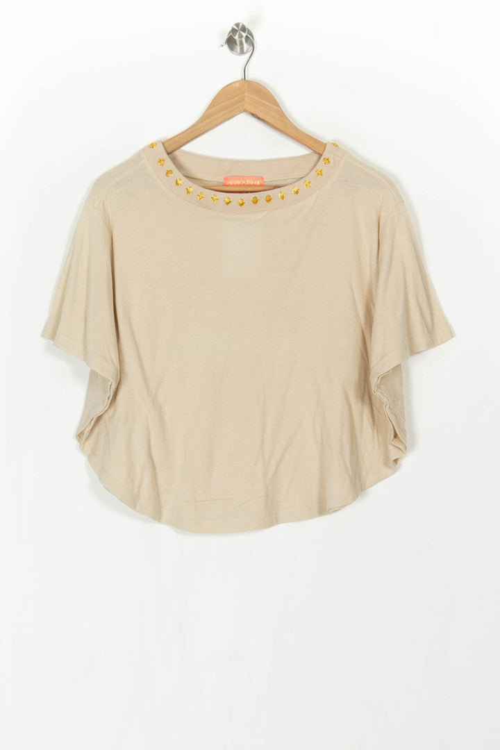 T-shirt Beige - Taille S/36 de la marque Manoush | PARAD121668 - Vendu par Paradigme - Image 2