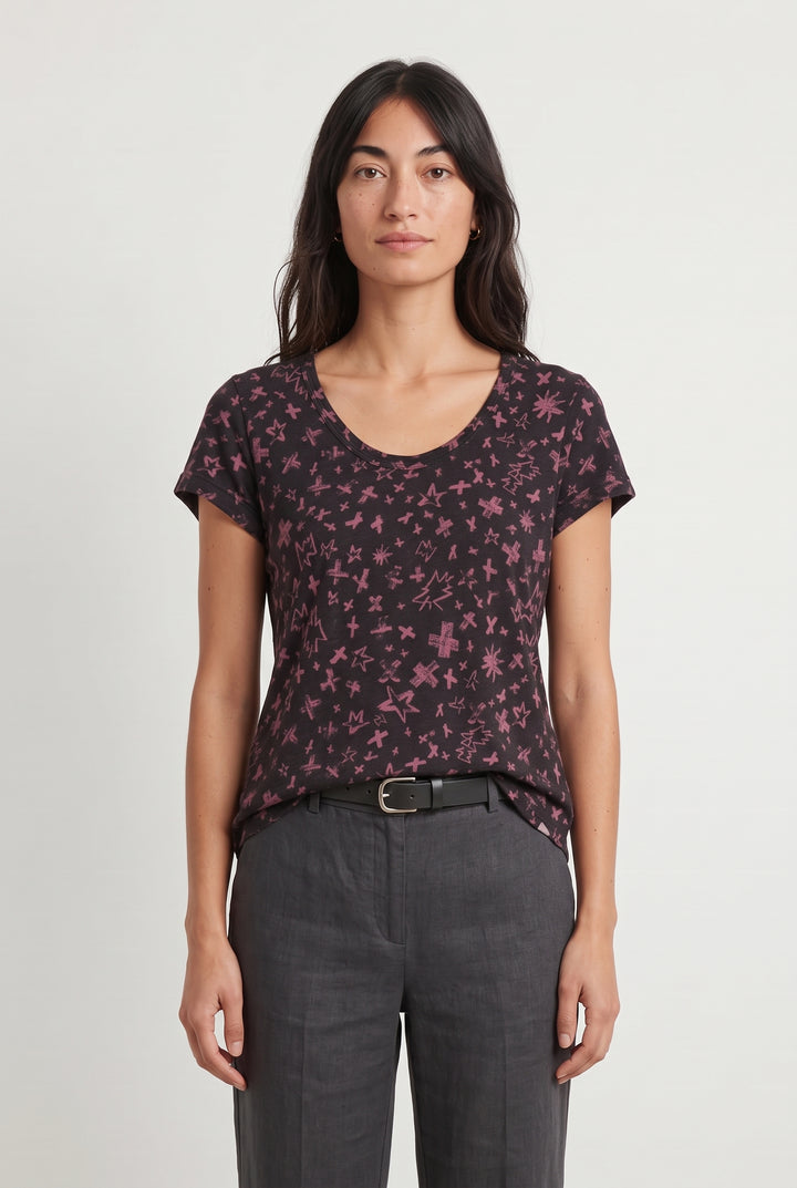Tee-shirt Bordeaux et Noir - Taille S/36 de la marque Zadig&amp;Voltaire | PARAD121719 - Vendu par Paradigme - Image 1