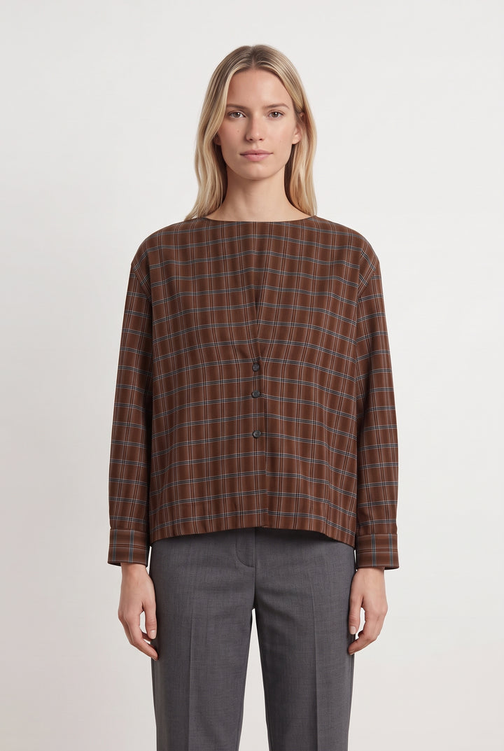 Blouse Marron à Carreaux - Taille S/36 de la marque Soeur | PARAD121765 - Vendu par Paradigme - Image 1