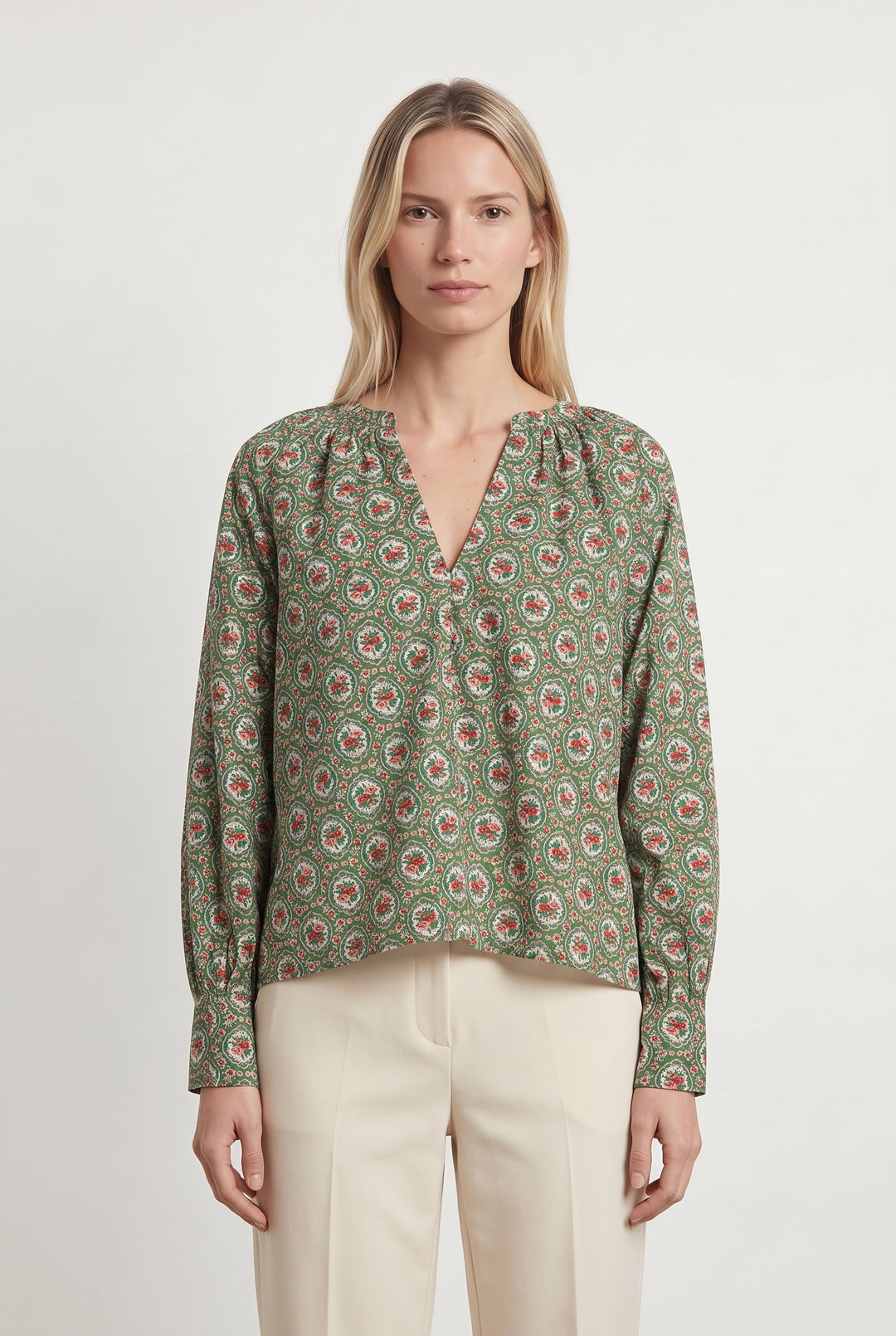 Blouse Verte et Rouge - Taille M/38 de la marque Sézane | PARAD121766 - Vendu par Paradigme - Image 1