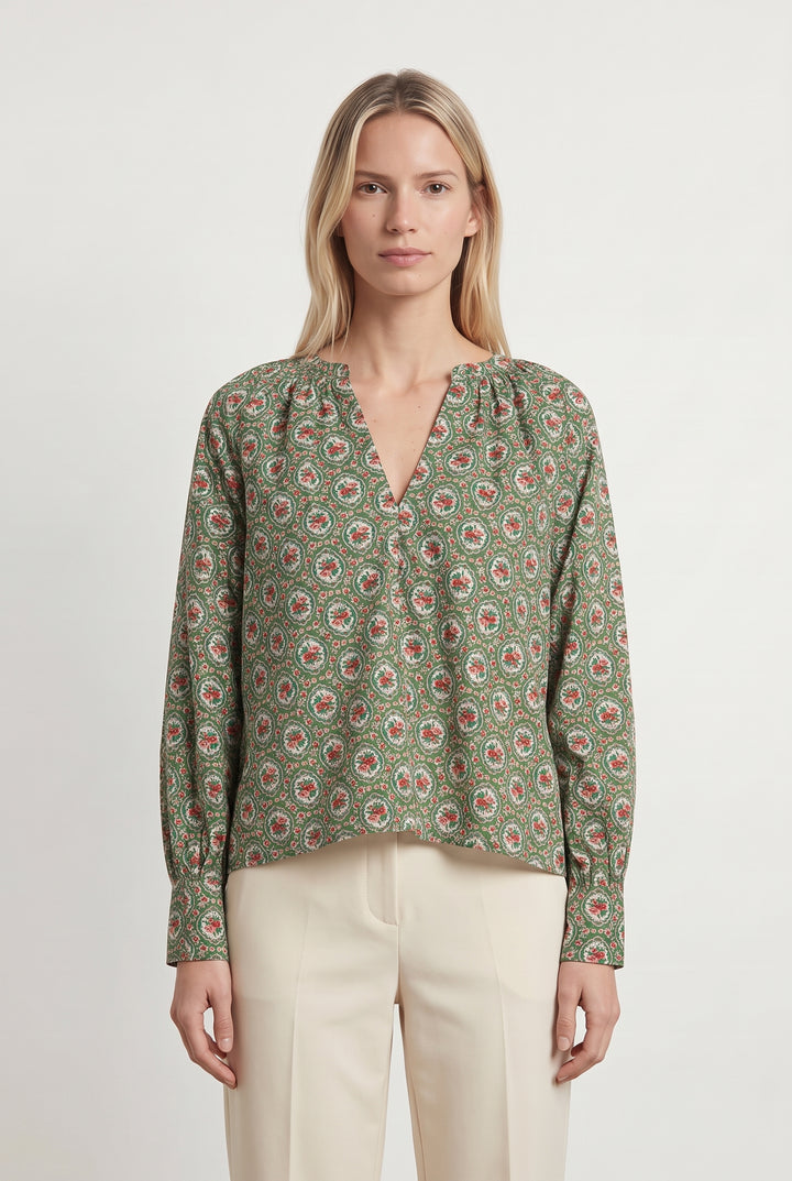 Blouse Verte et Rouge - Taille M/38 de la marque Sézane | PARAD121766 - Vendu par Paradigme - Image 1