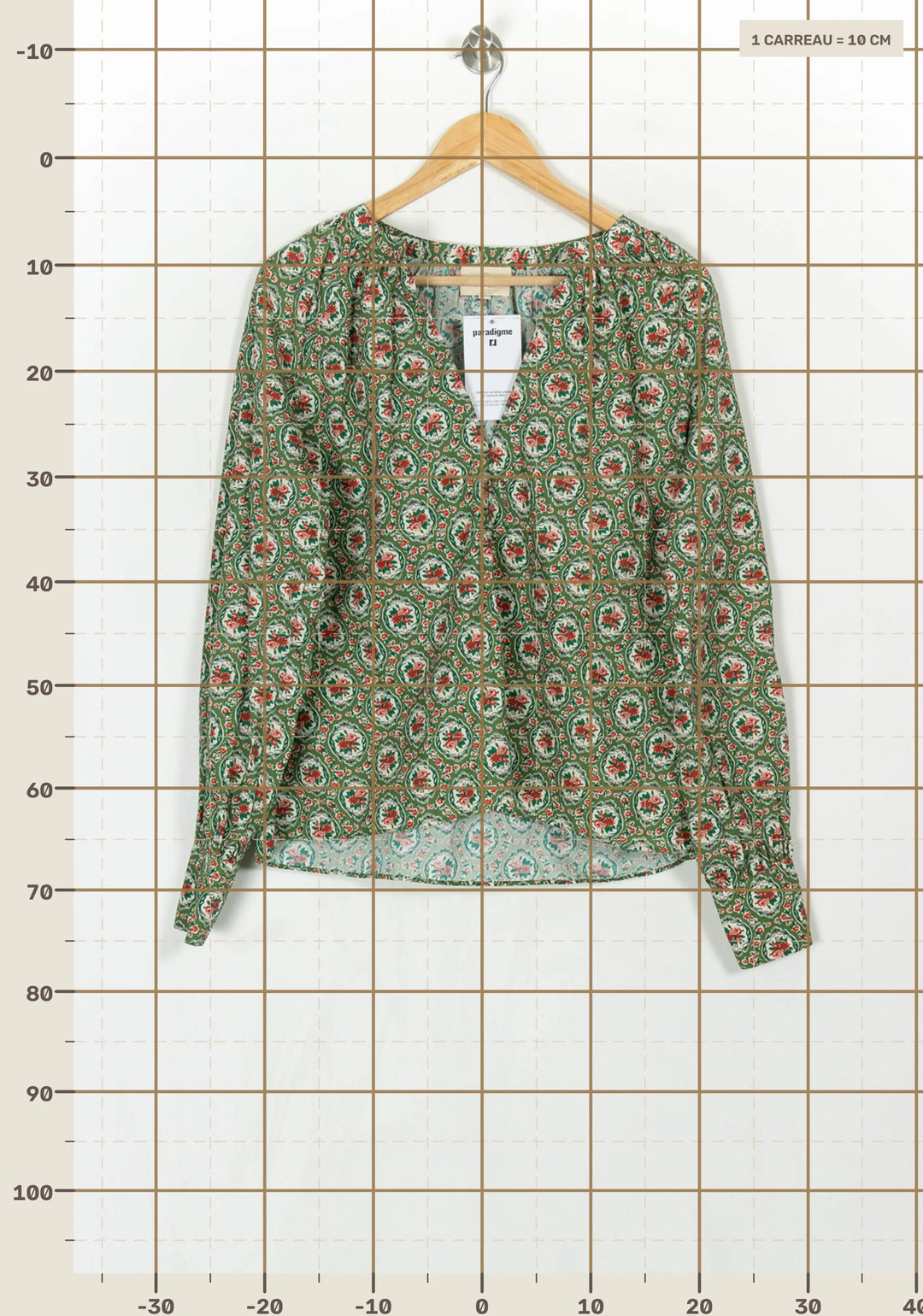 Blouse Verte et Rouge - Taille M/38 de la marque Sézane | PARAD121766 - Vendu par Paradigme - Image 4