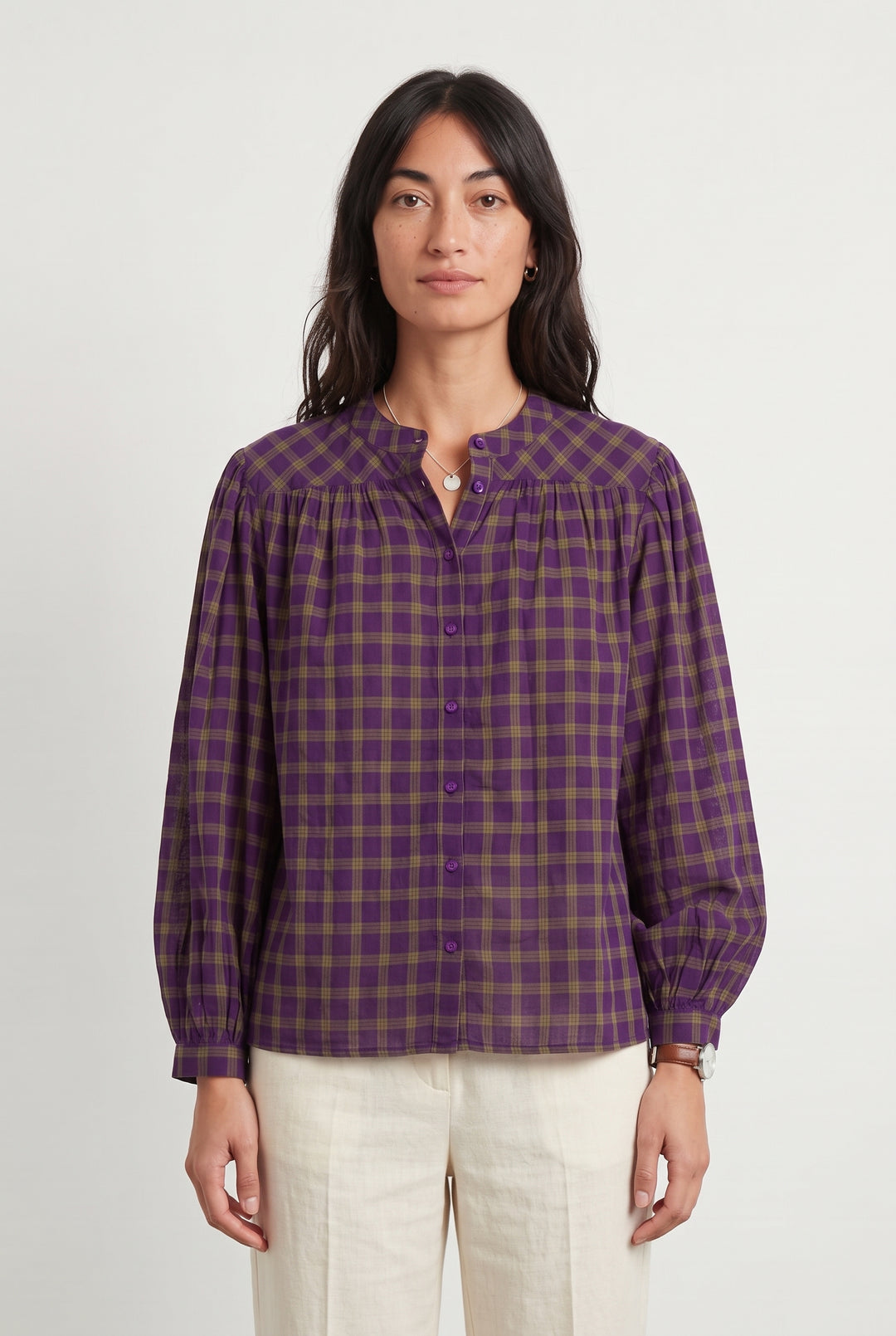 Chemise Violette et Verte - Taille S/36 de la marque Maison 123 | PARAD121767 - Vendu par Paradigme - Image 1