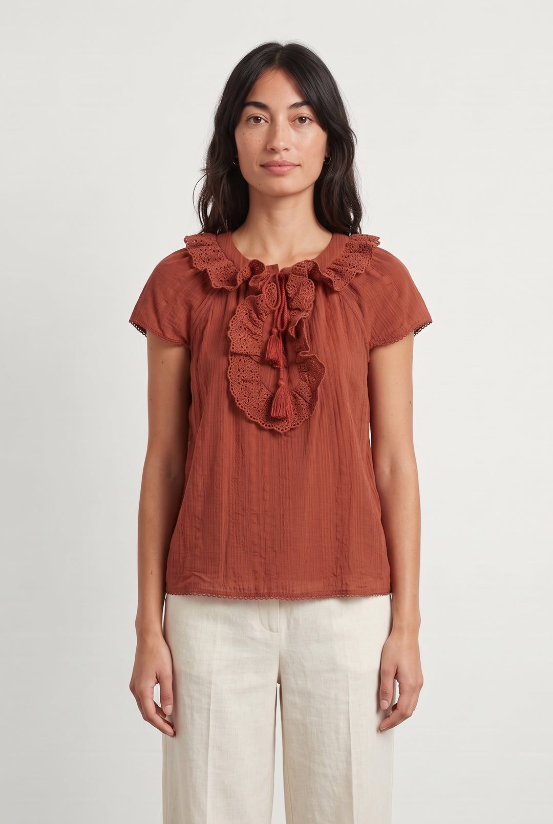 Blouse Bordeaux - Taille S/36 de la marque Sézane | PARAD121775 - Vendu par Paradigme - Image 1