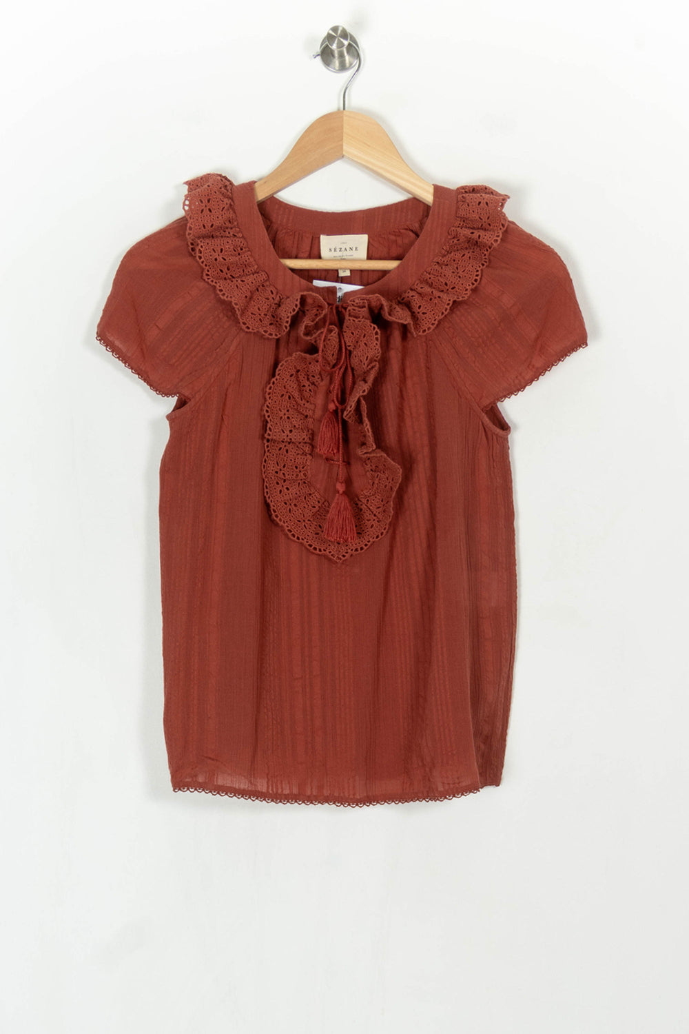 Blouse Bordeaux - Taille S/36 de la marque Sézane | PARAD121775 - Vendu par Paradigme - Image 2