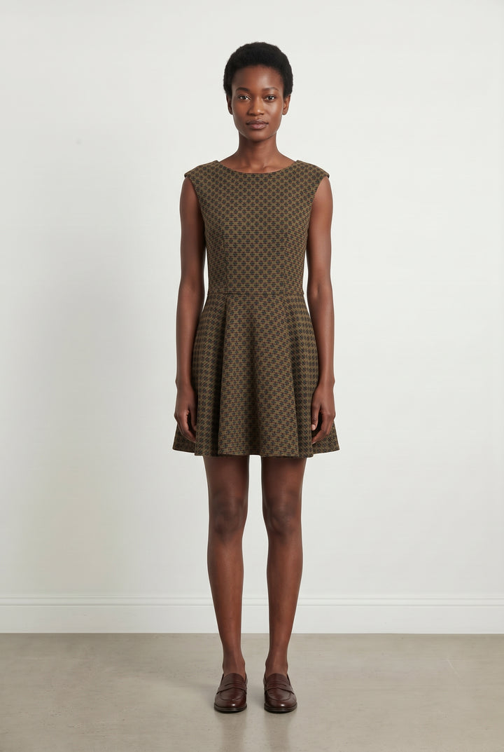 Robe Évasée Marron et Noire - Taille S/36 de la marque La Fée Maraboutée | PARAD121777 - Vendu par Paradigme - Image 1