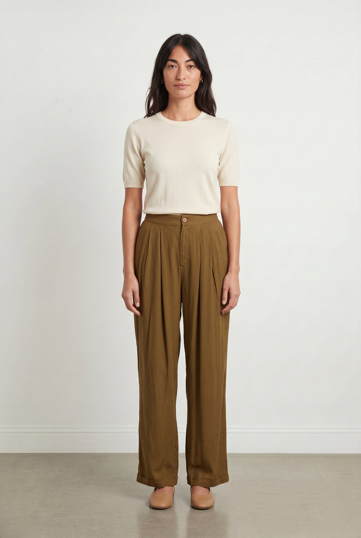 Pantalon Large Marron - Taille S/36 de la marque American Vintage | PARAD121782 - Vendu par Paradigme - Image 1