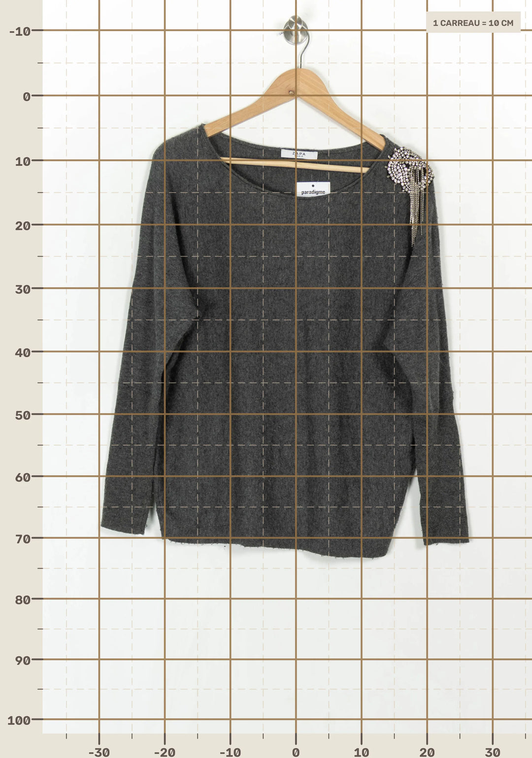 Pull Gris - Taille M/38 de la marque ZAPA | PARAD121810 - Vendu par Paradigme - Image 4
